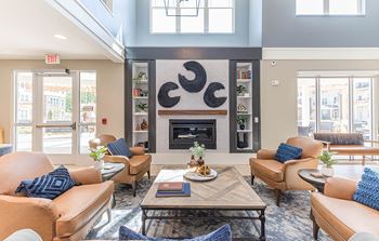 Clubroom with fireplace